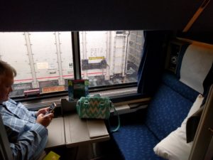 Superliner roomette set up for seating